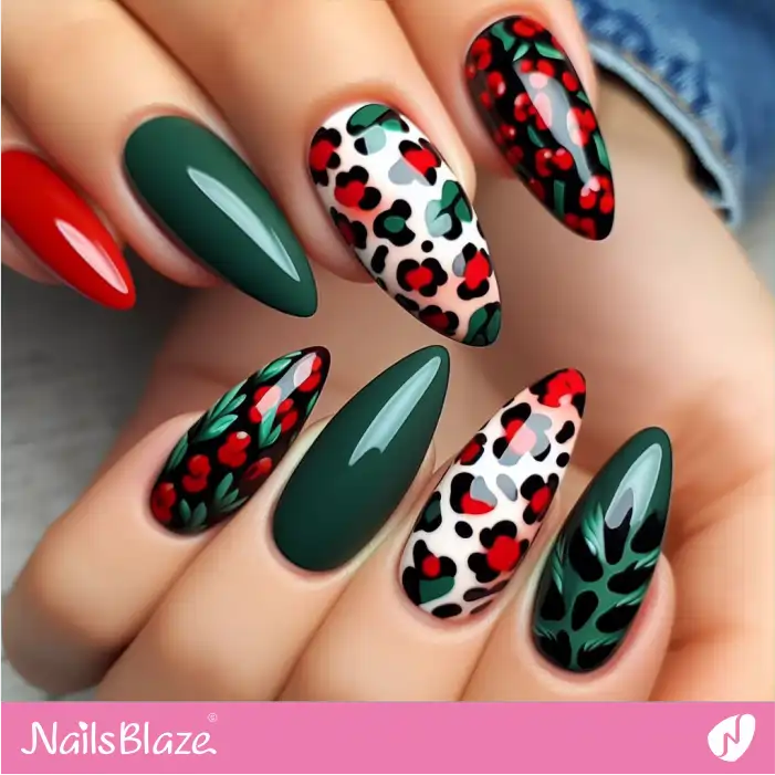 Glossy Almond Nails Leopard Print Design | Animal Print Nails - NB2609